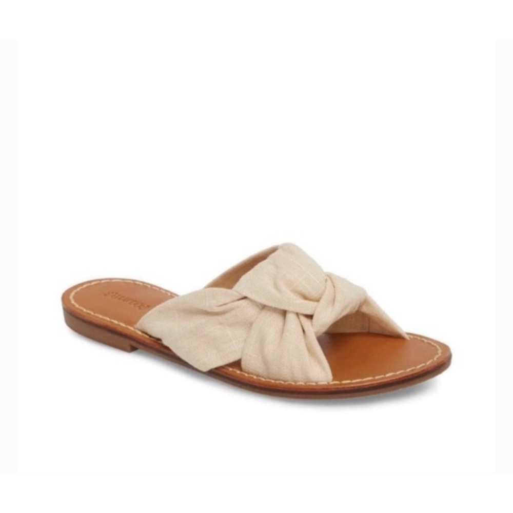 Soludos Knotted Slide Sandals Beige Fabric - Size 7